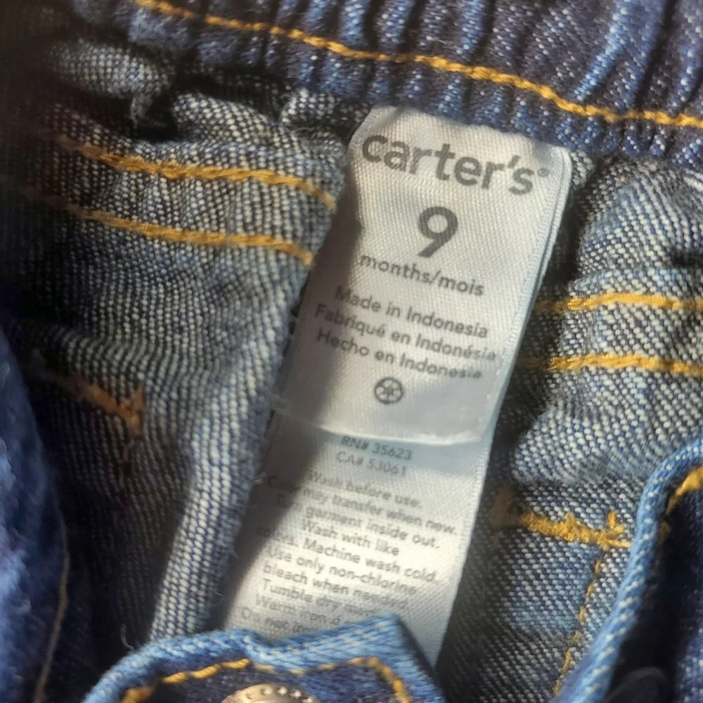 Carter's Baby Boy Dark Wash Denim Blue Jeans Size 9m 100% Cotton NWOT